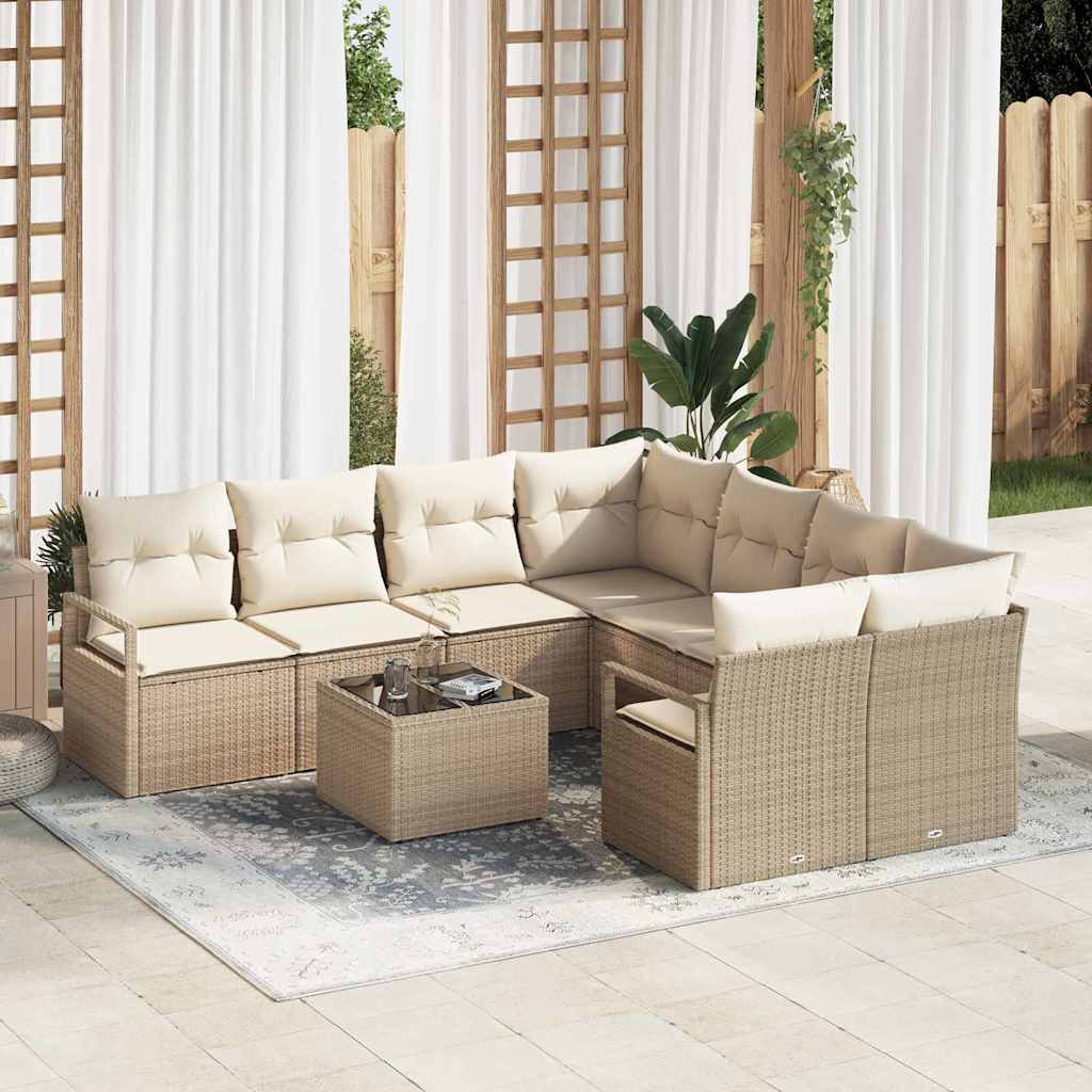 Garten-Sofa-Set 9 pcs Beige und Creme 55 x 55 x 37 cm